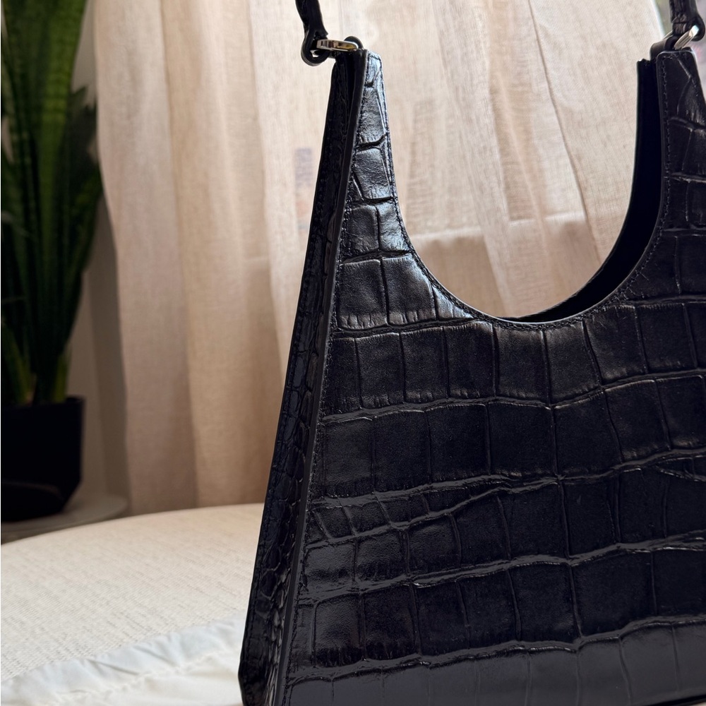 STAUD Rey Bag - Black Croc-Embossed Shoulder Bag - Picture 13 of 16